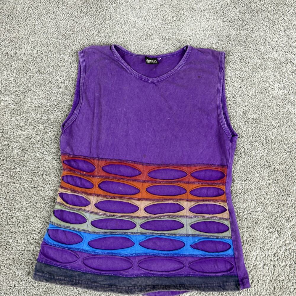 Purple Cutout Gradient Cotton Tank Top